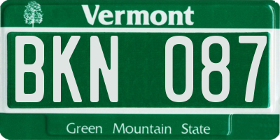 VT license plate BKN087