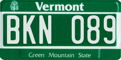 VT license plate BKN089