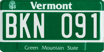 VT license plate BKN091