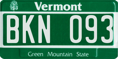 VT license plate BKN093