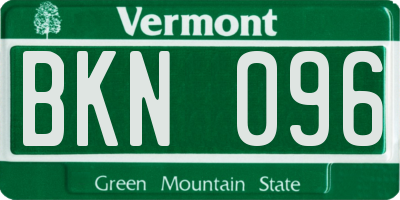 VT license plate BKN096