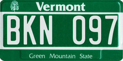 VT license plate BKN097