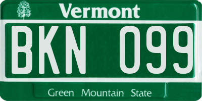 VT license plate BKN099