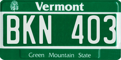 VT license plate BKN403