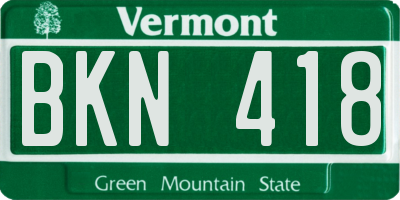 VT license plate BKN418