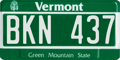 VT license plate BKN437