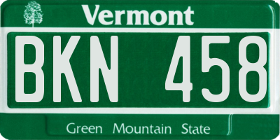 VT license plate BKN458