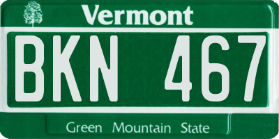 VT license plate BKN467