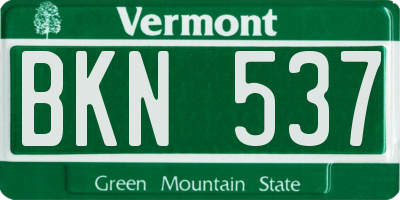 VT license plate BKN537