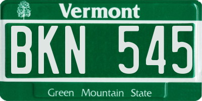 VT license plate BKN545