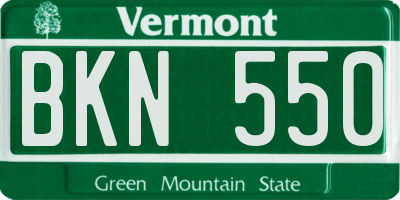 VT license plate BKN550