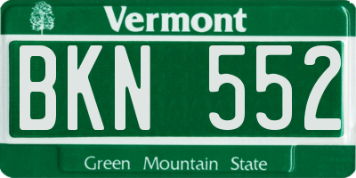VT license plate BKN552