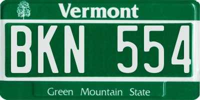 VT license plate BKN554