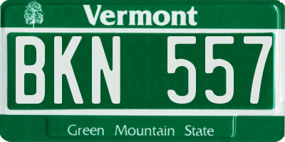 VT license plate BKN557