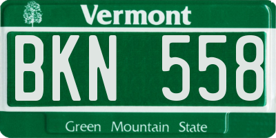 VT license plate BKN558