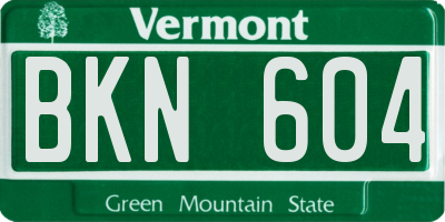 VT license plate BKN604