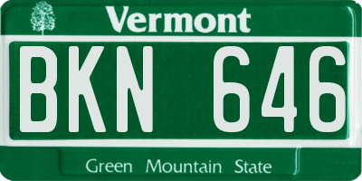 VT license plate BKN646