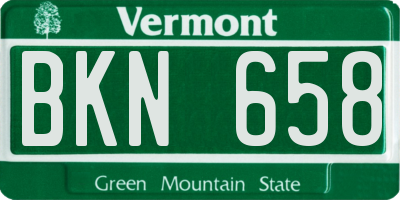 VT license plate BKN658
