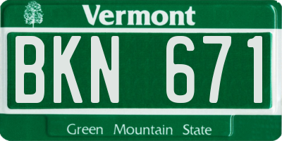 VT license plate BKN671