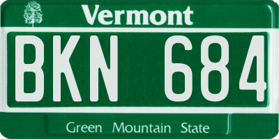 VT license plate BKN684