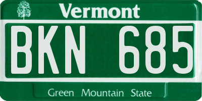 VT license plate BKN685