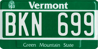 VT license plate BKN699