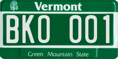 VT license plate BKO001