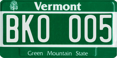 VT license plate BKO005