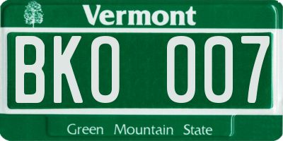VT license plate BKO007