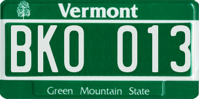 VT license plate BKO013