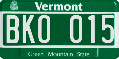 VT license plate BKO015