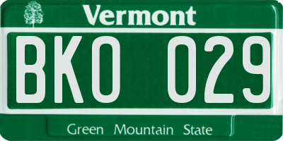 VT license plate BKO029