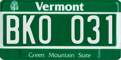 VT license plate BKO031