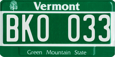 VT license plate BKO033