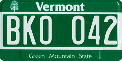 VT license plate BKO042
