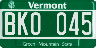 VT license plate BKO045
