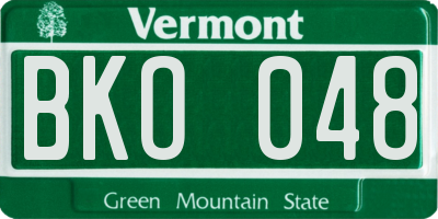 VT license plate BKO048