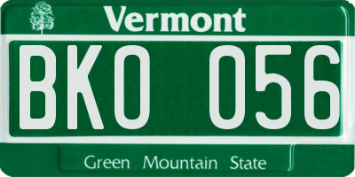 VT license plate BKO056