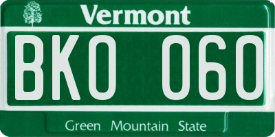 VT license plate BKO060