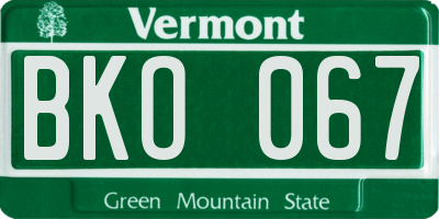 VT license plate BKO067