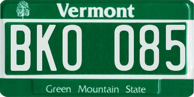 VT license plate BKO085