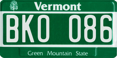 VT license plate BKO086