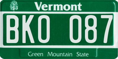 VT license plate BKO087