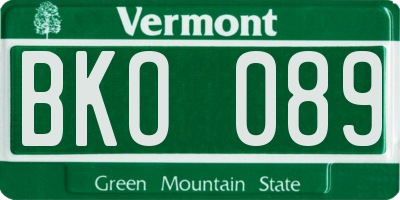 VT license plate BKO089