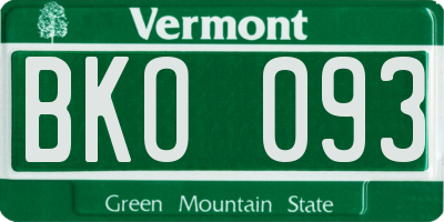 VT license plate BKO093