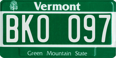VT license plate BKO097