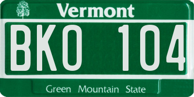 VT license plate BKO104