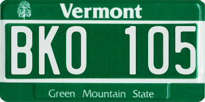 VT license plate BKO105