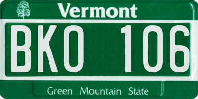 VT license plate BKO106