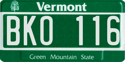 VT license plate BKO116
